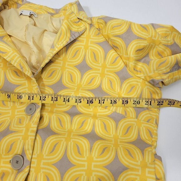 Coldwater Creek Women's La Playa Yellow Floral Short Sleeve Jacket Size 16 - Picture 15 of 16